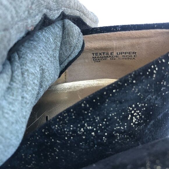 Ann Taylor Loft Black Velveteen Gold Glitter Heels - Picture 8 of 14